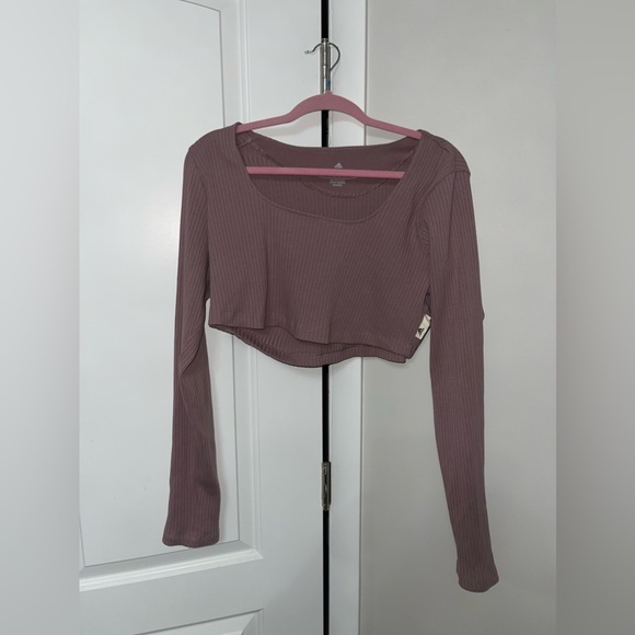 adidas Tops - Adidas 2x ribbed crop top long sleeve shirt dusty rose